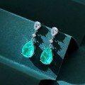 wholesale 925 Sterling Silver TikTok Viral Paraiba Ring Earring Necklace Set with Emerald Zirconia High-end Jewelry-0-3