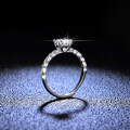 Silver Moissanite Four-Prong Ins Tail Ring for Live Streaming Supply-0-1