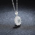 S925 Sterling Silver Moissanite Sunflower Pendant Necklace-0-1