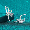 S925 Sterling Silver Moissanite Bow Heart Ear Studs-0-1