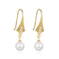 wholesale S925 Silver Wholesale Minimalist Tassel Ear Hooks Korean Pearl Earrings Women's Fashion Simple Earrings-0-4