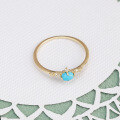 wholesale 9K gold retro Rococo style minimalist geometric turquoise ring, wholesale by Yili Jewelry Factory-0-3