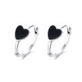 wholesale S925 Sterling Silver Small and Exquisite Black Round Love Ear Clasps, Niche and Elegant Lady Style Versatile Earrings for Women-0-4