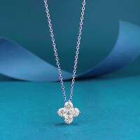 wholesale S925 silver jewelry-style four-leaf clover pendant women's lightweight luxury elegant collarbone necklace for live streaming-N498 Four-leaf Clover Necklace>925 Silver