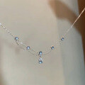 wholesale S925 Sterling Silver Icy Blue Teardrop Tassel Necklace, Light Luxury Exquisite Double Layer Aquamarine Overlay Chain Collarbone Chain, Niche Necklace-0-4