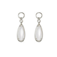 wholesale S925 Silver Drop-shaped Minimalist Style Rock Crystal Pendant/Ear Climber, Dunli Jewelry Summer New Collection-White crystal earrings 925 silver