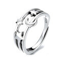 wholesale S925 Sterling Silver Minimalist Creative Trendy Star Moon Ring Ins Forest Style Index Finger Ring for Women-0-4