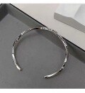 wholesale Metal Material: 925 Sterling Silver, Artistic Style, Design-Letter Silver Bracelet for Women, Minimalist Twist Bangle, Summer Ins Niche Light Luxury-0-1