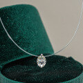 Sterling Silver 1-Carat Moissanite Mermaid's Tear Pendant Necklace-0-0