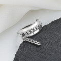wholesale S925 Sterling Silver Retro Chain Tassel Ring Ins Style Magazine Design Versatile Index Finger Ring for Women-0-1