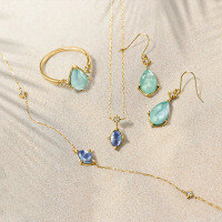 wholesale 925 Silver Japanese Light Luxury Jewelry Double Layer Teardrop Ring with Amazonite, Diamond, and White Crystal for Dropshipping-Japanese Teardrop Double Stone Ring Size 10