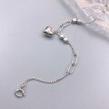 wholesale S925 Sterling Silver Fashion Ins Style Patchwork Three-Dimensional Heart Minimalist Silver Bracelet, Small and Exquisite Temperament Versatile Peach Heart Accessory-0-1