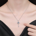 S925 Sterling Silver Moissanite T-Style Four-Ray Star Key Pendant Necklace, 1ct Wholesale-0-2