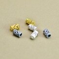 wholesale 925 Sterling Silver Antique Gold-Plated Hollow Twist Square Pattern Spacer Bead Tube DIY Bracelet Chain Braided Cord Thai Silver Accessories-0-3