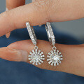S925 Silver Moissanite Sunflower Earrings with Tassels, Premium Craftsmanship-0-0