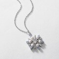 wholesale 925 Silver European and American New Fashion Minimalist Snowflake Pearl Pendant Necklace, Sweet and Elegant Collarbone Chain Christmas Gift-0-3