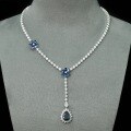 wholesale 925 Silver Gold-Plated Pendant Chain with High-Carbon Diamonds, Vanjary Floral Royal Blue High-End Jewelry for Women's Evening Banquet Y-Necklace-0-0