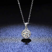 Sterling Silver 1-Carat Moissanite Pendant Necklace for Women-1-carat necklace (empty setting)  925 silver