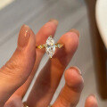 wholesale S925 Silver 6*12 Marquise Ring with 50-Point High Carbon Diamond Cross-Border Ins Ring-0-2