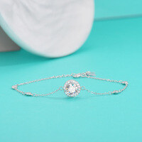 wholesale S925 Sterling Silver Simple, Stylish, and Fashionable Light Luxury Moissanite Bracelet for Women, Niche Design Cute Hand Jewelry Wholesale-1 carat zircon