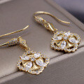 wholesale Metal: 925 Sterling Silver Gold Plated, New High-end Luxury Palace Style Long Earrings Source Factory Small Wholesale-0-2