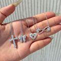 wholesale S925 Sterling Silver Light Luxury High-End Women's Necklace with Cross Bow Heart Möbius Pendant Choker-0-0