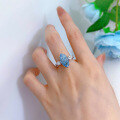 wholesale S925 Silver New ZHUO ZHI FAN Jewelry 8*16 Aquamarine Ring High-Carbon Diamond Marquise Shaped Hoop-0-1