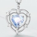 wholesale Metal hollow zirconia inlaid heart pendant necklace women's internet celebrity live broadcast new stock latest moonstone heart-shaped collarbone chain-0-2