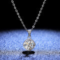 Sterling Silver 1-Carat Moissanite Four-Prong Square Pendant Necklace-0-2