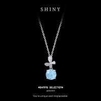 Metal Cross-Border Live-Streaming Best-Seller Pendant Necklace, Blue Firework Cut, Minimalist Luxury Collarbone Chain-S925 Sterling Silver + Blue Fireworks Zircon  925 Silver