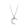 wholesale S925 Sterling Silver Sweet Ins Style Shell Moon Necklace Elegant Design Women's Necklace Y01215-0-4