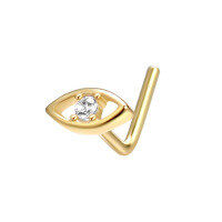 wholesale 925 Sterling Silver Evil Eyes Nose Ring With L-bar For Women-Gold S925 (single)
