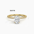wholesale S925 Sterling Silver Cross-Border High-End Ins Ring with 1-Carat D Color Moissanite, Includes Certificate, Luxury Wedding Ring-0-2