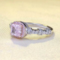 wholesale S925 silver new 5*5mm dazzling sparkling pink diamond square ring for women, fashionable-0-1