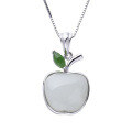 wholesale 925 sterling silver with certificate Hetian jade apple pendant, wholesale fashionable small jade pendant necklace for women-0-7