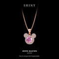 S925 Sterling Silver Mickey Mouse Pendant Necklace with Moissanite, Minimalist Design-0-5