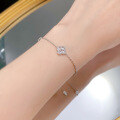 wholesale S925 Silver Four-Leaf Clover Bracelet, New Style, Full Diamond, Versatile and Fashionable, Can Be Worn as Ankle Chain, Live Streaming Drop Shipping-0-3