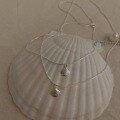 wholesale S925 silver summer niche small shell pendant necklace, ins blogger same style collarbone layered cold-toned snake chain-0-3