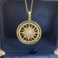 Silver-Gold Plated Round Compass Sun Pendant Moissanite Necklace DIY Jewelry-0-1