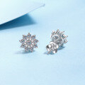 wholesale S925 Sterling Silver Moissanite Floral Stud Earrings Fashionable Elegance Simple Commute Holiday Gift for Girlfriend-0-2
