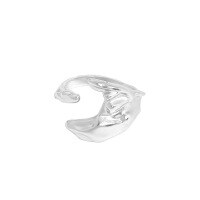 wholesale S925 Sterling Silver JT509 Niche Design Minimalist Textured Irregular Surface Fishtail Open Ring-Silver [No. 13/Adjustable] Opening adjustable