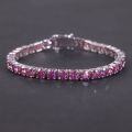 wholesale S925 Sterling Silver Sweet Peach Pink Moissanite Tennis Bracelet 3/4/5mm Colorful Bracelet High-end-0-7
