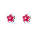 wholesale S925 sterling silver small resin five-petal flower threaded stud earrings, ins-style sweet student earrings M03322-0-4