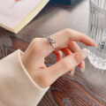wholesale S925 Sterling Silver Korean-style Unique Creative Single Bow Minimalist and Versatile Open Adjustable Ring-0-2