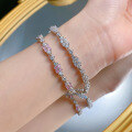 wholesale Metal Material: 925 Sterling Silver, New Classic Fashion Pink Diamond Bracelet, Daily Wear Small Fresh Style OL Live Streaming Hit Popular on Xiaohongshu-0-3