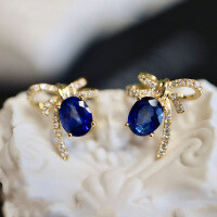 wholesale S925 Sterling Silver All-Over Red Elk French Luxury Bow Earrings, Fashionable and Versatile for Daily Commute and Women's Trend-BE0206-Gold 925 Silver