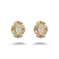 wholesale [925 Sterling Silver Gold Plated] DUNLI JEWELRY New Vintage Elegant Earrings Ode Opal Versatile Ear Studs for Women-Versatile Opal Earrings 925 Silver