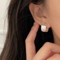 wholesale S925 Sterling Silver Minimalist Brushed Starry Geometric Hoop Earrings for Women, Small and Unique Cold Style, High-End Fashion Trend-0-2