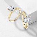 wholesale S925 sterling silver cross-border wholesale 3-carat square-cut moissanite ring for women with high-end luxury silver jewelry accessories-0-2