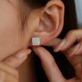 925 Sterling Silver Hip Hop American Style Moissanite D Color Earrings Unisex-0-2
